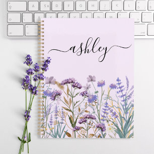 Agenda Prado de flores silvestres moradas con acuarela y