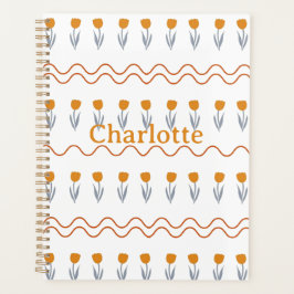 Agenda Preppy Groovy Stripe Tulip Flower Pattern