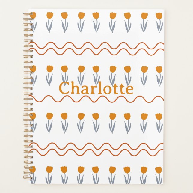 Agenda Preppy Groovy Stripe Tulip Flower Pattern (Anverso)
