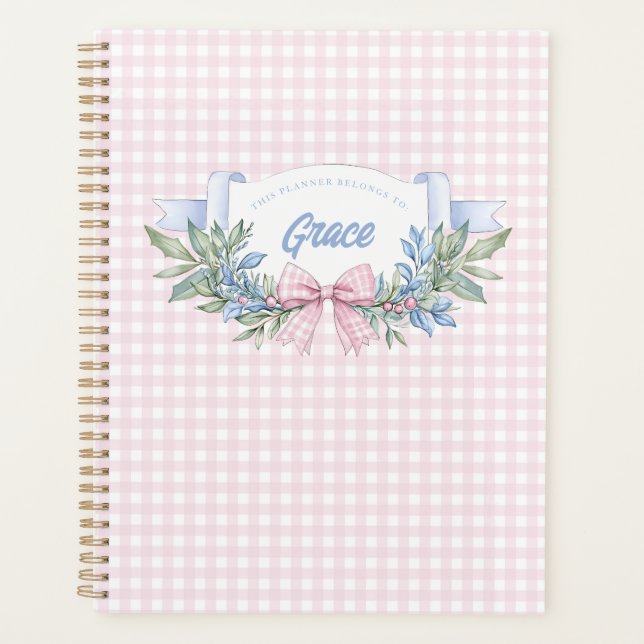 Agenda Preppy Pink Gingham Grandmillennial (Anverso)