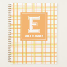 Preppy Plaid Varsity Monograma Naranja Amarillo