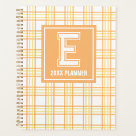 Agenda Preppy Plaid Varsity Monograma Naranja Amarillo