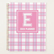 Preppy Plaid Varsity Monograma Rosa Púrpura