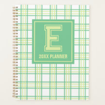 Preppy Plaid Varsity Monograma Verde Lima