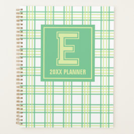 Agenda Preppy Plaid Varsity Monograma Verde Lima
