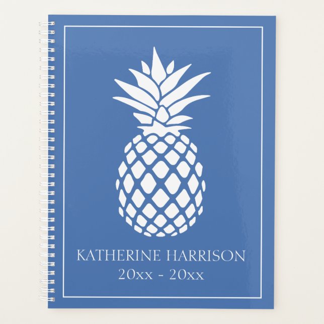 Agenda Preppy White Pineapple on Blue (Anverso)