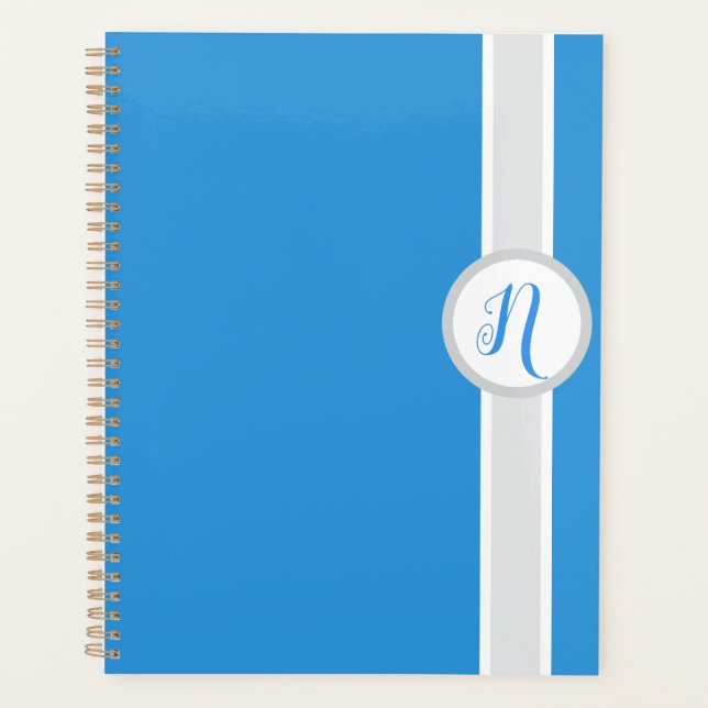 Agenda Pretty Blue Monogram Planner (Anverso)