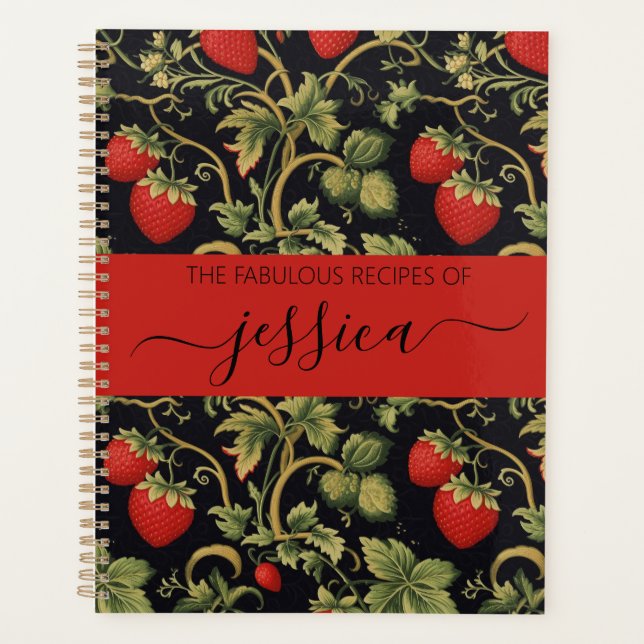 Agenda Pretty strawberries pattern script name Recipe (Anverso)