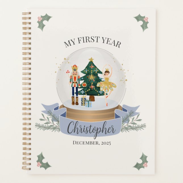 Agenda Primer año de Baby Shower de Blue Nutcracker (Anverso)