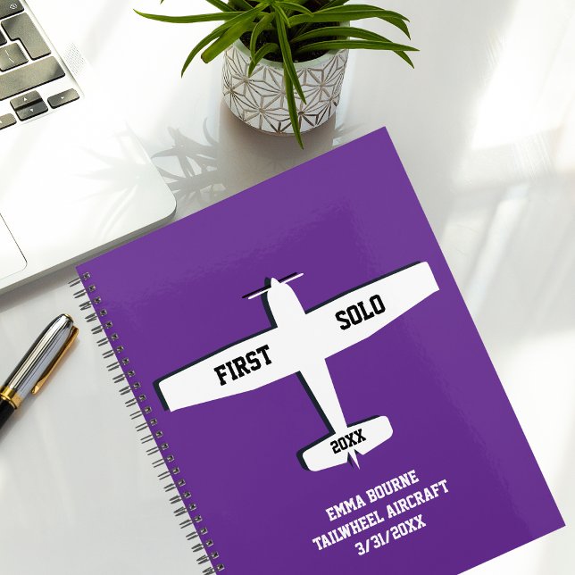 Agenda Primer avión simple solo, foto personalizada (Front cover )