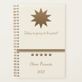Agenda Profesional de crema y oro cepillado de 5 estrella