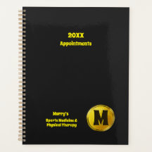 Profesional Elegante Negro Gold Monograma Negocios