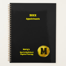 Agenda Profesional Elegante Negro Gold Monograma Negocios