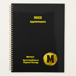 Agenda Profesional Elegante Negro Gold Monograma Negocios
