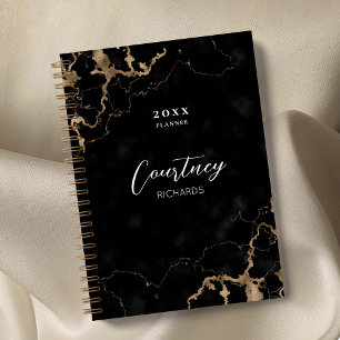 Agenda Profesional Marble Black Gold Logo Business 2023