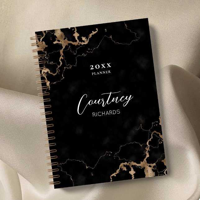 Agenda Profesional Marble Black Gold Logo Business 2023 (Subido por el creador)