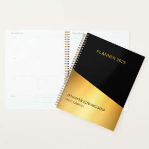 Agenda Profesional moderno y elegante en negro y oro