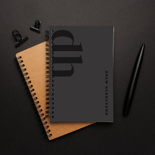 Agenda Profesional Monograma Negro Minimalista