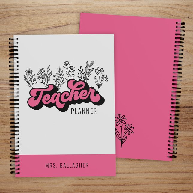 Agenda Profesor de Boho de Cute Retro Wildflower (Subido por el creador)