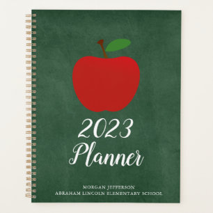 Agenda Profesor de escuela Apple Green Chalkboard Persona