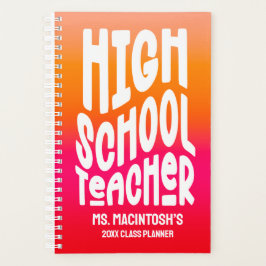 Agenda Profesor de Escuela Secundaria Ombre Naranja Rojo