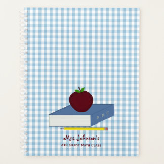 Agenda Profesor De Gingham Azul Y Blanco