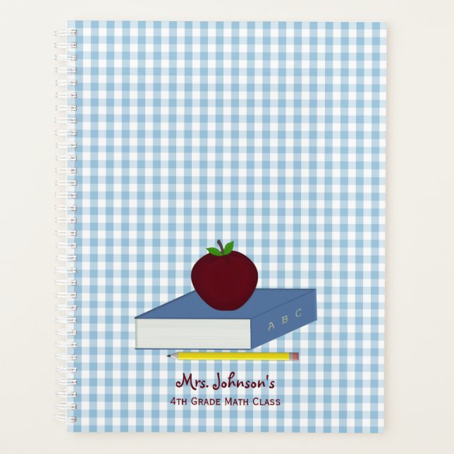 Agenda Profesor De Gingham Azul Y Blanco (Anverso)