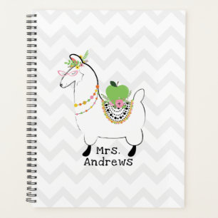 Agenda Profesor de moda Green Apple Llama Floral
