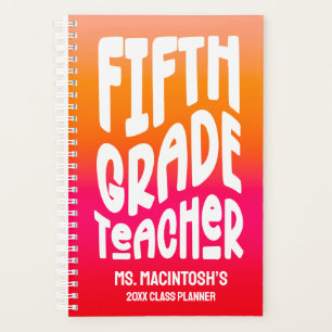 Agenda Profesor de Quinto Grado Naranja Rojo Ombre