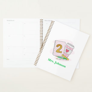 Agenda Profesor de segundo grado Planner de café para por