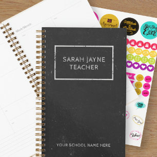 Agenda Profesor Nombre Rustic Faux Chalkboard Planner