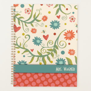 Agenda Profesor personalizado de la libélula floral de la