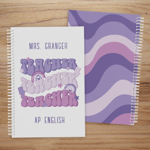Agenda Profesor Retro Personalizado Cute Purple