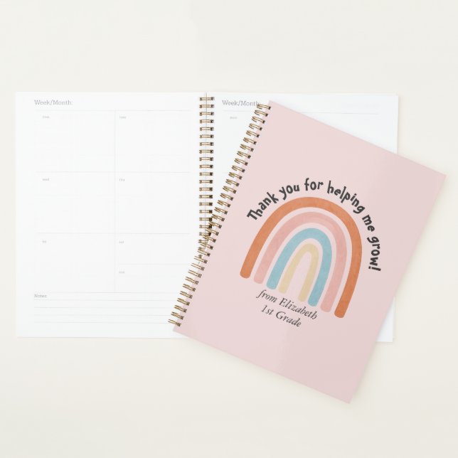 Agenda Profesora de acuarela moderna Arcoiris gracias (Demostración)