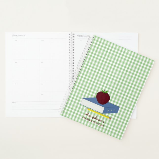 Agenda Profesora De Gingham Verde Y Blanco (Demostración)