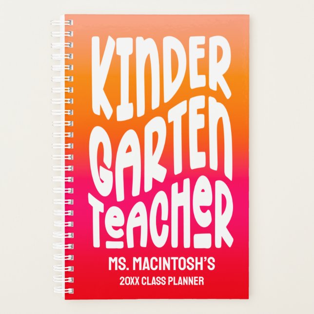 Agenda Profesora de guardería Naranja Red Ombre (Anverso)