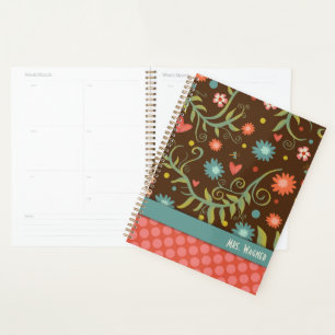 Agenda Profesora personalizada Bonito Floral Dragonfly