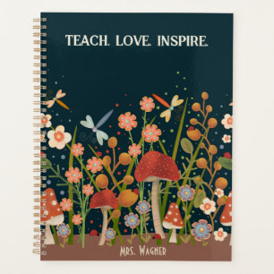 Agenda Profesora personalizada de hongos Floral Dragonfly