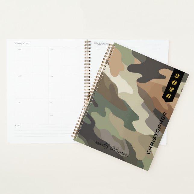 Agenda Professional Script on Elegant Camouflage Pattern (Demostración)