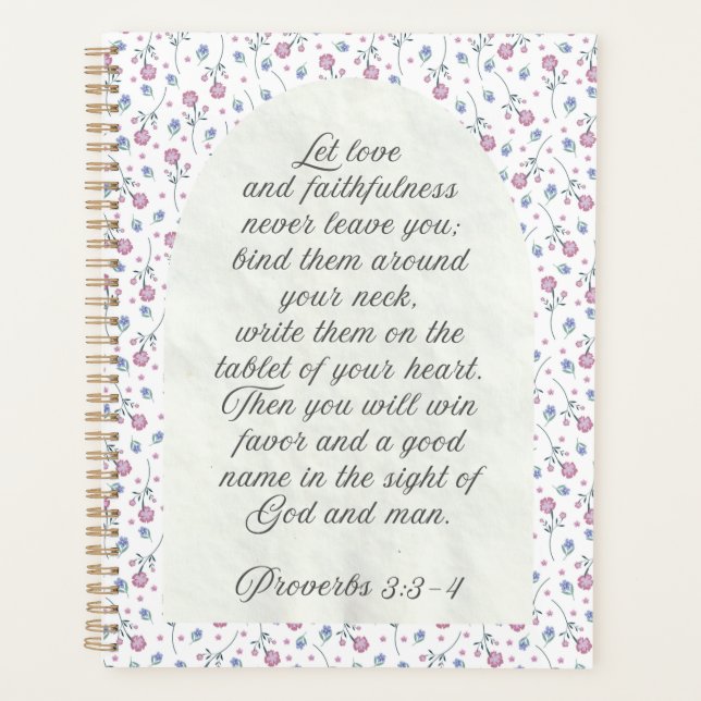 Agenda Proverbios 3:3–4 Escritura Floral (Anverso)