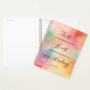 Agenda Proverbios 3:5 Diseño de acuarela cristiana