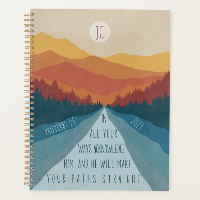 Agenda Proverbios cristianos 3:6 Sunset de la montaña Boh (Anverso)