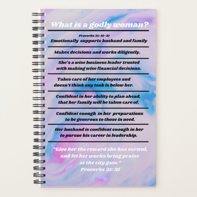 Agenda Proverbios Infográficos Ideales para Mujeres Crist (Anverso)