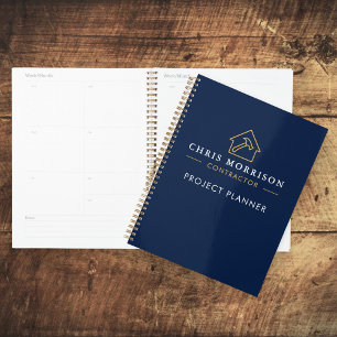 Agenda Proyecto de Construcción de Edificios Azul Marino