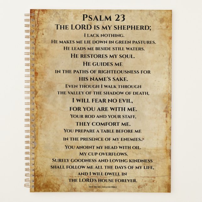 Agenda Psalm 23  { NHEB version.} (Anverso)