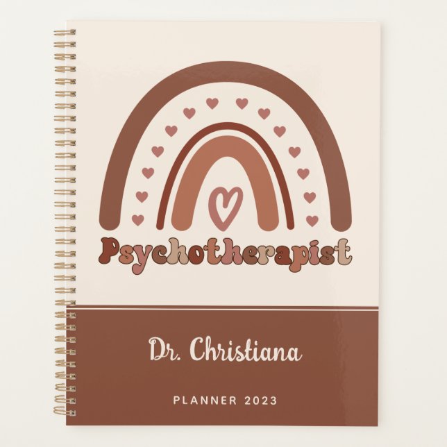 Agenda Psicoterapeuta Boho Rainbow personalizado (Anverso)