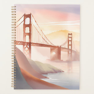 Agenda Puente Golden Gate Amanecer Hermoso Acuarela