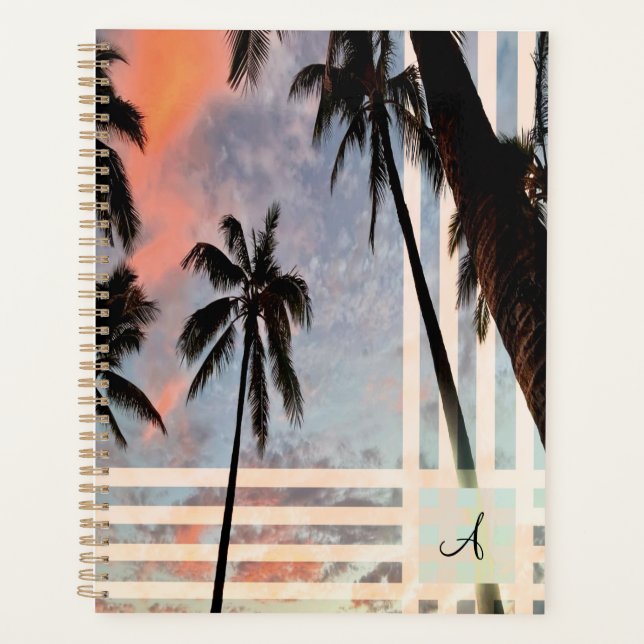 Agenda Puesta de sol de palmera personalizada (Anverso)