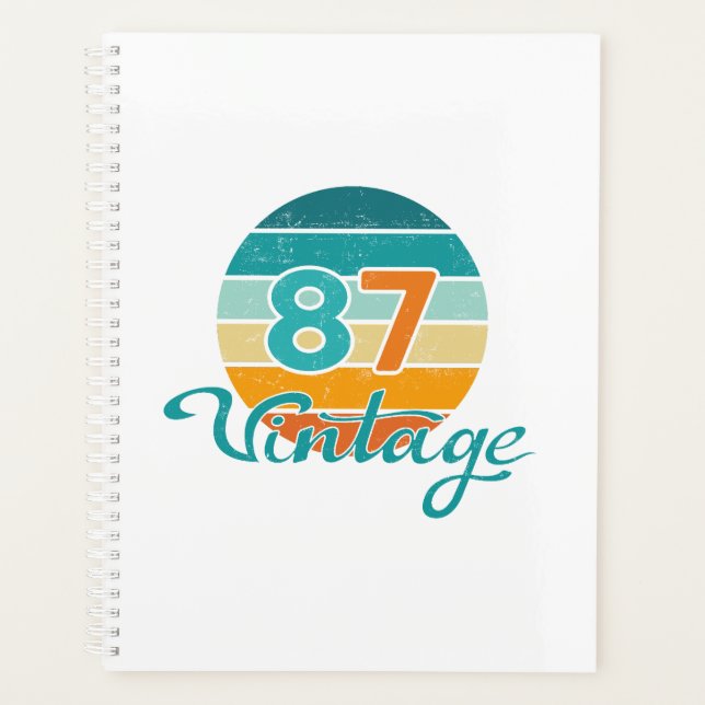 Agenda Puesta de sol retro 87 vintage desgastada (Anverso)