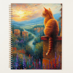 Agenda Puesta de sol toscana con un gato jengibre